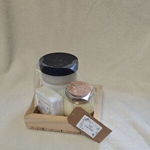 Wooden Tray with Bath Essentials